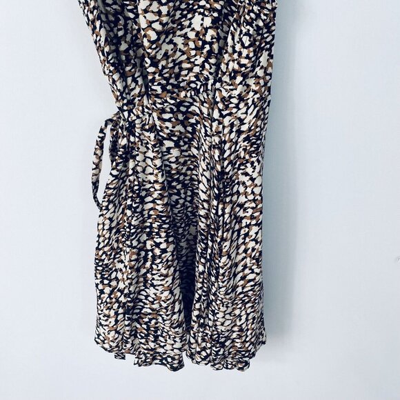 Free People French Quarter Mini Wrap Dress Jet Combo Leopard Print Black Small - Picture 11 of 11